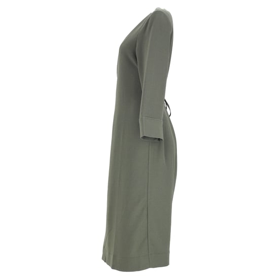 Ganni – Midi-Wickelkleid aus Crêpe in Armeegrün - Image 2