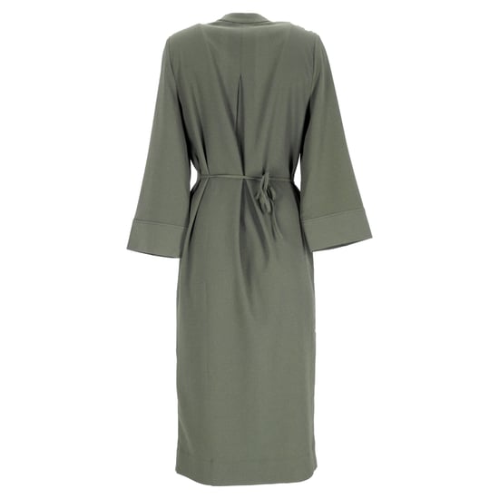 Ganni – Midi-Wickelkleid aus Crêpe in Armeegrün - Image 3
