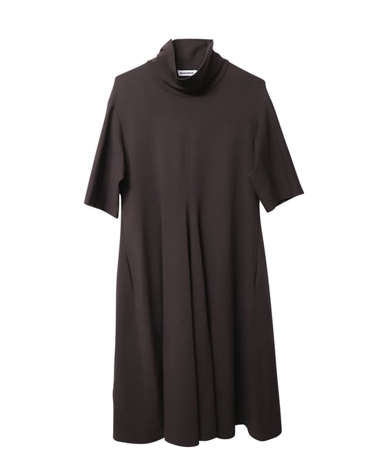 Jil Sander Rollkragenkleid in A-Linie aus braunem Modal - Image 4