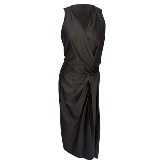 Ärmelloses Midikleid von Rick Owens aus schwarzer Baumwolle mit Raffungen - Image 1
