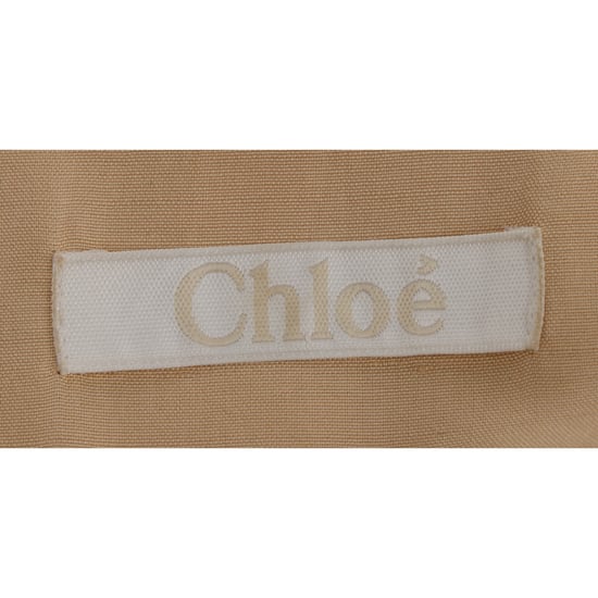 Chloé Midikleid mit V-Ausschnitt und kurzen Ärmeln aus beiger Seide - Image 4