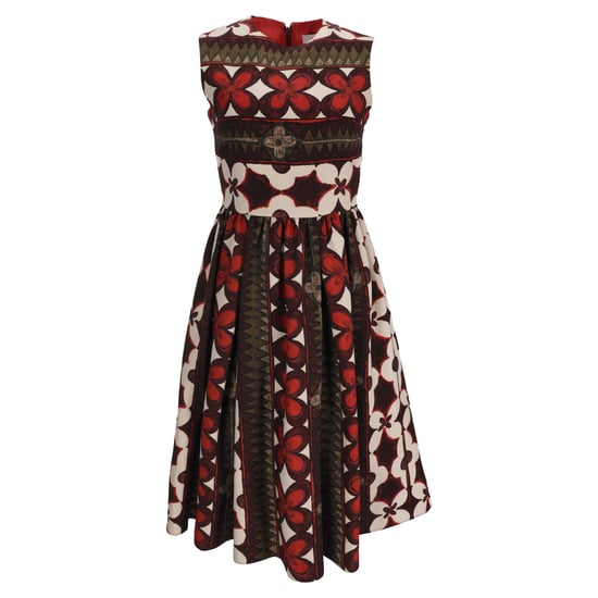 Valentino Midikleid aus mehrfarbiger Wolle mit Blumen- und Aztekenmuster. - Image 1