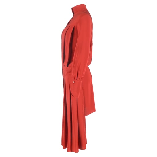 Chloé Midikleid mit Stehkragen und Knopfleiste am Rücken aus roter Seide - Image 2