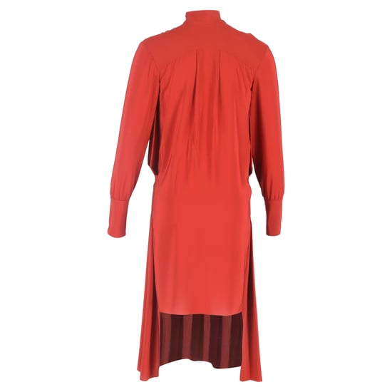 Chloé Midikleid mit Stehkragen und Knopfleiste am Rücken aus roter Seide - Image 3