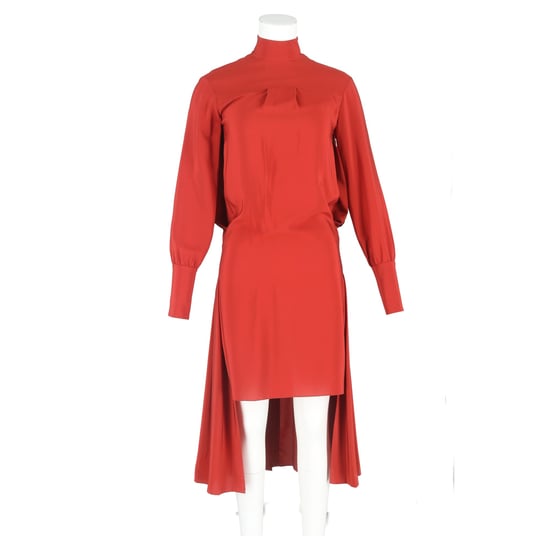 Chloé Midikleid mit Stehkragen und Knopfleiste am Rücken aus roter Seide - Image 4