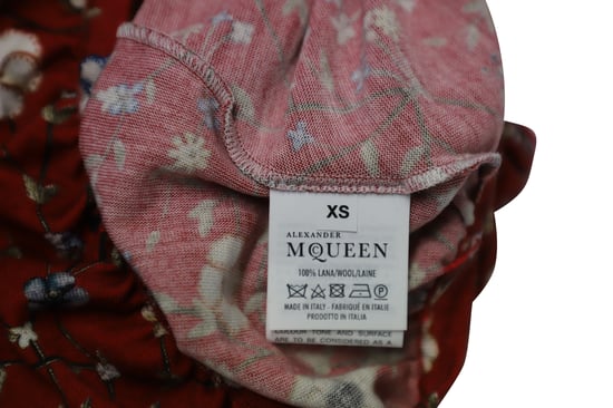 Alexander McQueen Asymmetrisches, drapiertes Blumenkleid mit Rückenausschnitt aus mehrfarbiger Wolle - Image 5