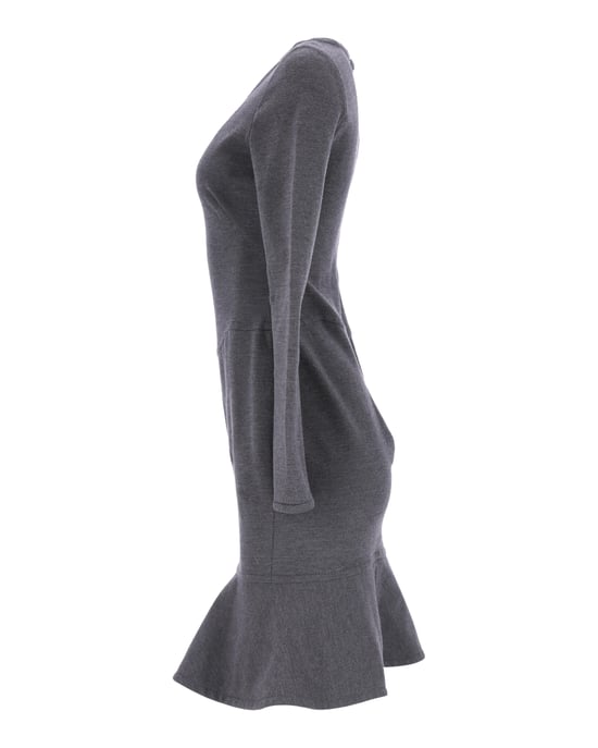 Valentino – Kleid mit ausgestelltem Saum aus grauer Wolle - Image 2