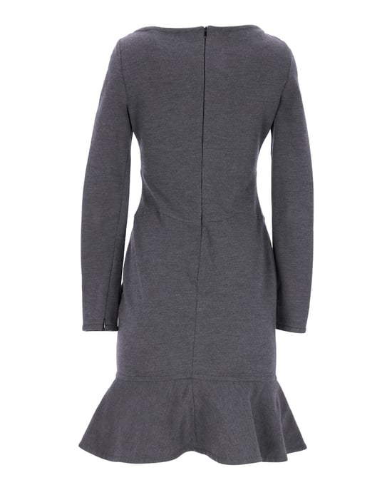 Valentino – Kleid mit ausgestelltem Saum aus grauer Wolle - Image 3