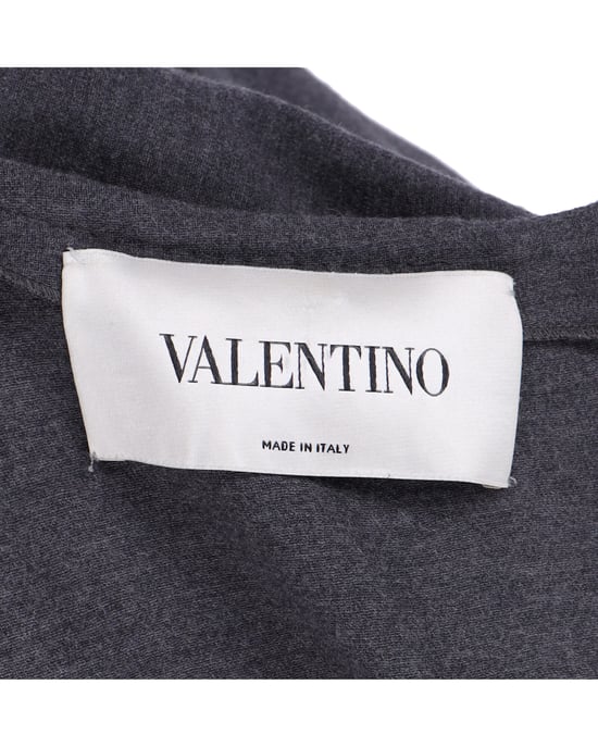 Valentino – Kleid mit ausgestelltem Saum aus grauer Wolle - Image 4