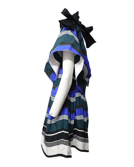 Fendi gestreiftes, schulterfreies Rüschenkleid aus mehrfarbiger Baumwolle - Image 2