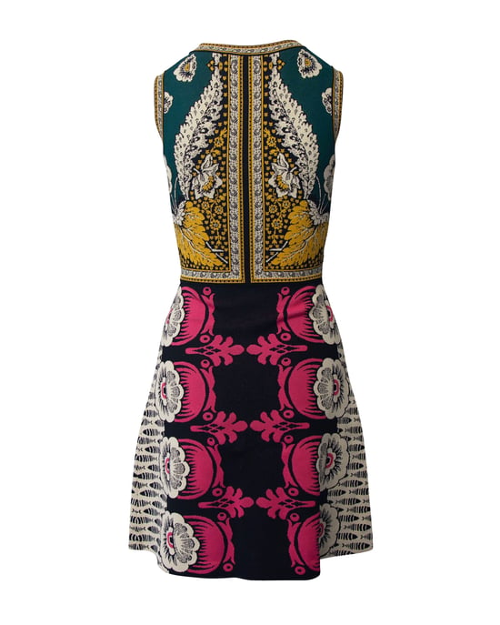 Valentino – Ärmelloses Etuikleid mit Foulard-Print aus mehrfarbiger Viskose - Image 3