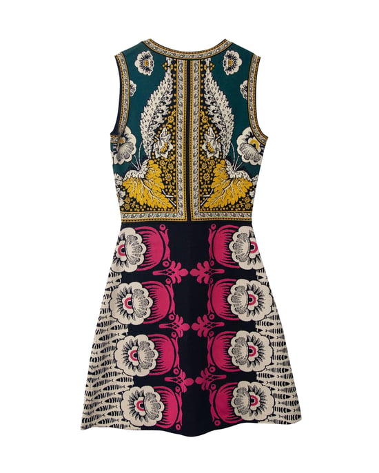 Valentino – Ärmelloses Etuikleid mit Foulard-Print aus mehrfarbiger Viskose - Image 4