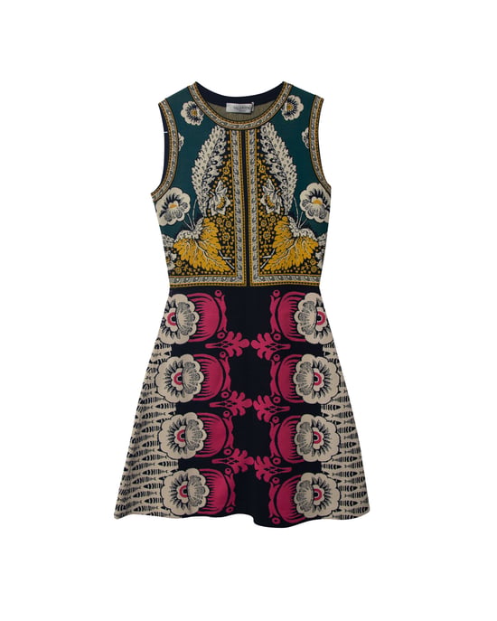 Valentino – Ärmelloses Etuikleid mit Foulard-Print aus mehrfarbiger Viskose - Image 5