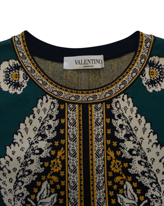 Valentino – Ärmelloses Etuikleid mit Foulard-Print aus mehrfarbiger Viskose - Image 6