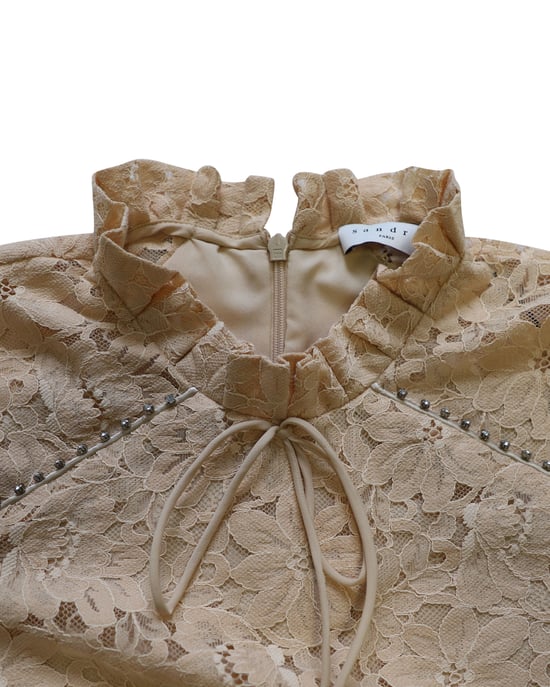 Sandro Antilope Spitzenkleid aus pfirsichfarbenem Polyamid - Image 6