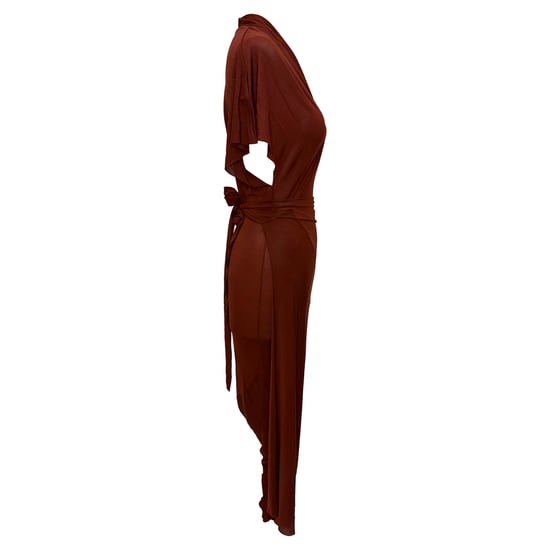 Rick Owens Wickel-Midikleid in Braun Cupro - Image 4
