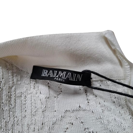 Balmain Strickkleid Midi mit tiefem Ausschnitt aus weißer Viskose - Image 3