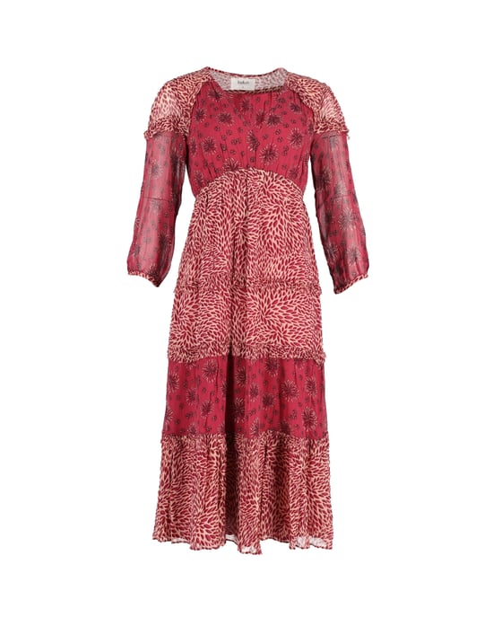 Ba&sh Gypsie Midikleid mit Printmix aus burgunderfarbener Viskose - Image 1