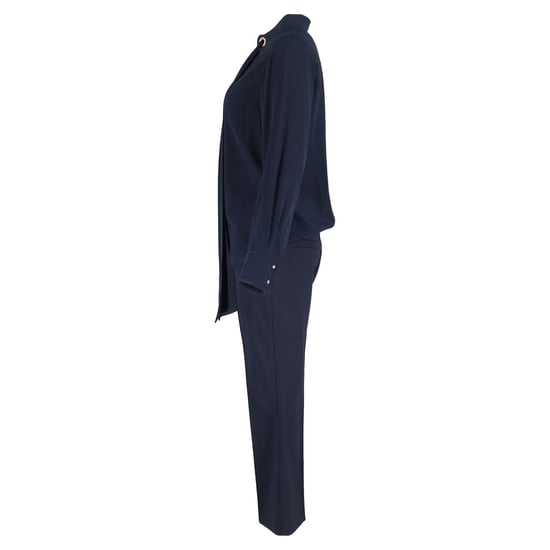 Chloé Blusen- und Hosen-Set mit Bindekragen aus marineblauer Viskose - Image 2