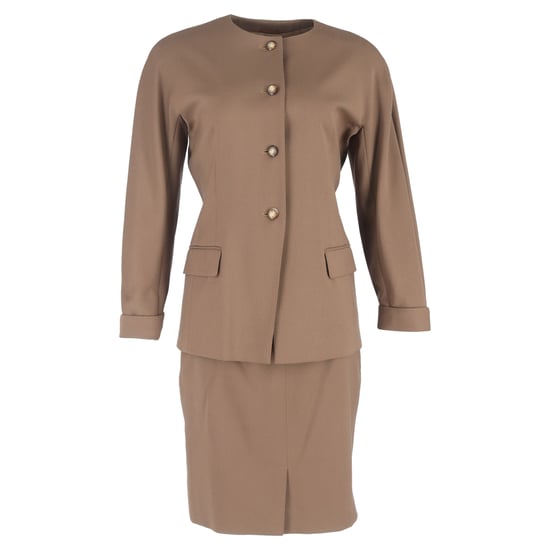 Max Mara einreihiger Blazer und Rockanzug aus brauner Wolle - Image 1