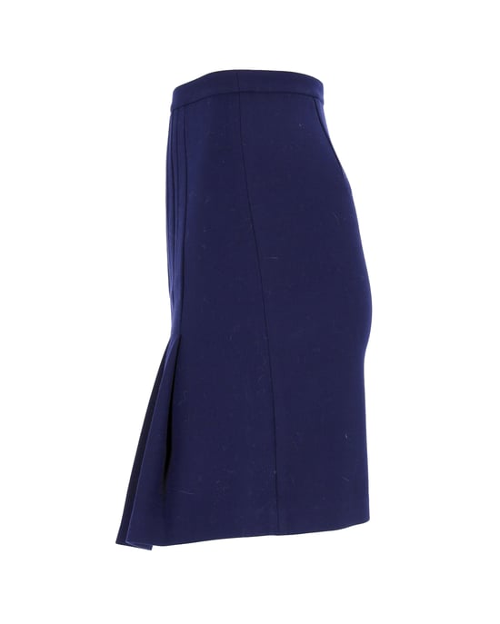 Diane Von Furstenberg – Knielanger Rock mit Plissee-Rücken aus marineblauem Polyester - Image 2