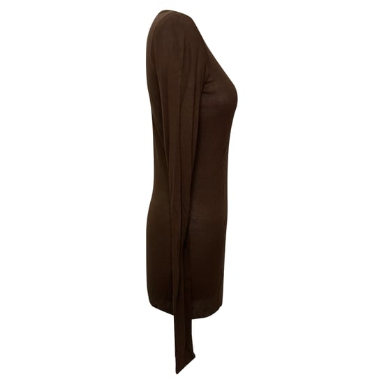 Rick Owens Langarm-T-Shirt mit Rippstrick aus brauner Viskose - Image 2