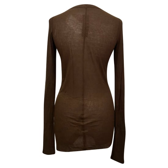 Rick Owens Langarm-T-Shirt mit Rippstrick aus brauner Viskose - Image 3