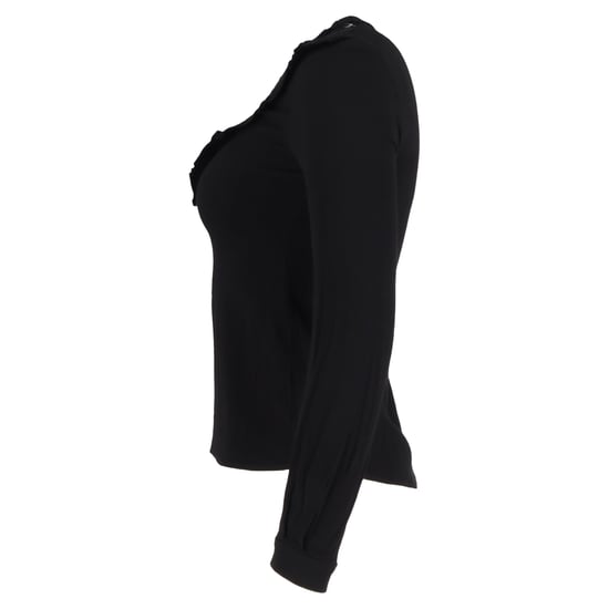 Maje Bluse mit Rüschen und Reißverschluss, langärmlig, aus schwarzem Polyester - Image 2