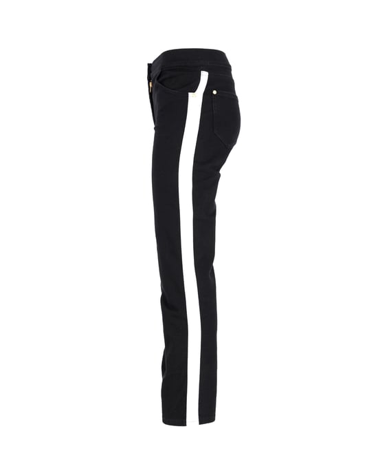 Balmain Skinny Jeans mit Kontraststreifen aus schwarzer Baumwolle - Image 2