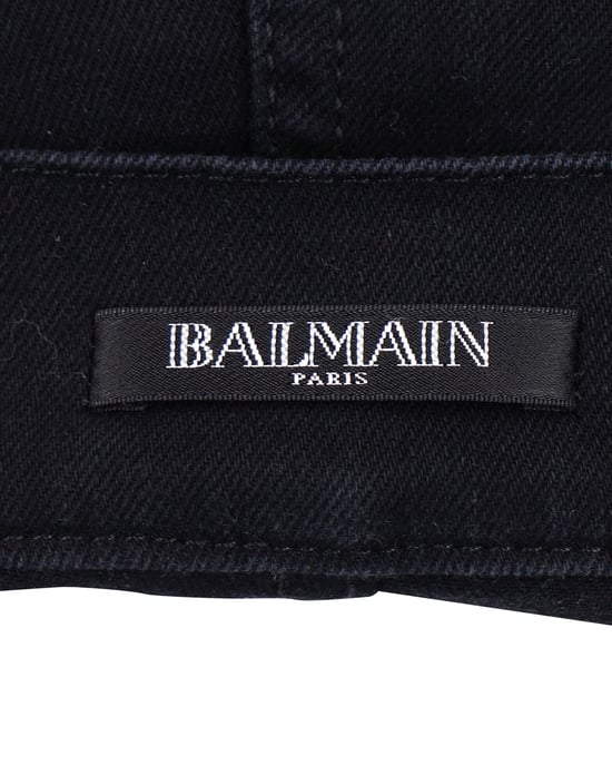 Balmain Skinny Jeans mit Kontraststreifen aus schwarzer Baumwolle - Image 4