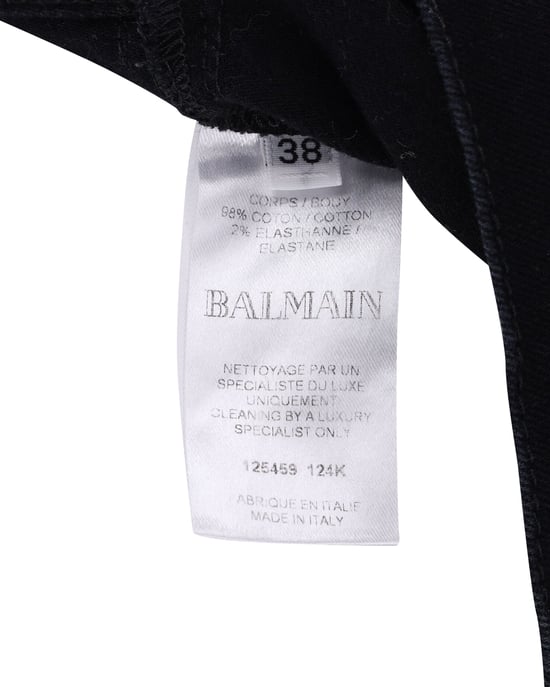 Balmain Skinny Jeans mit Kontraststreifen aus schwarzer Baumwolle - Image 5