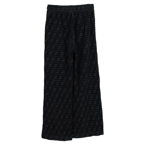 Fendi FF Weite Samthose mit Kordelzug aus schwarzem Samt - Image 2