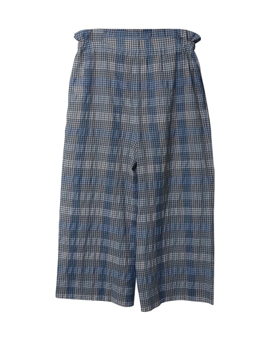 Ganni – Karierte, weite, verkürzte Seersucker-Hose aus blauer Bio-Baumwolle - Image 5