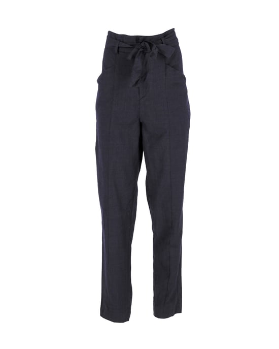 Isabel Marant Etoile Hose mit Bindegürtel aus marineblauer Wolle - Image 1