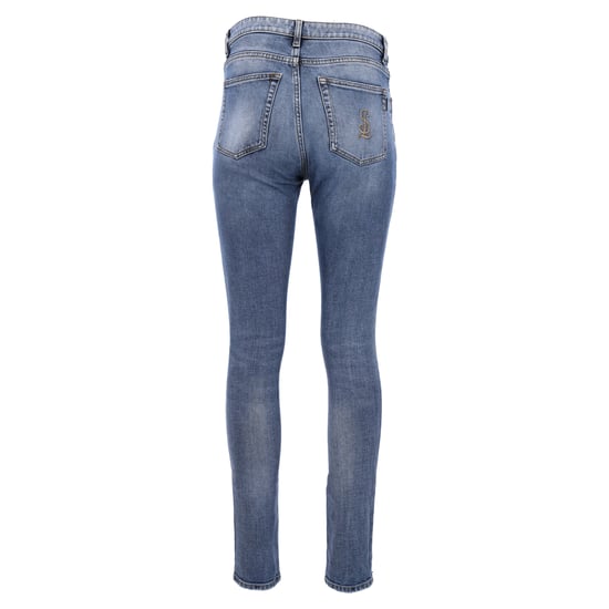 Saint Laurent – Slim Fit-Jeans aus blauem Baumwoll-Denim mit Logo-Stickerei - Image 3