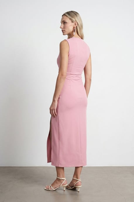 Enganliegendes ärmelloses Midi-Kleid mit Schlitz - Image 3