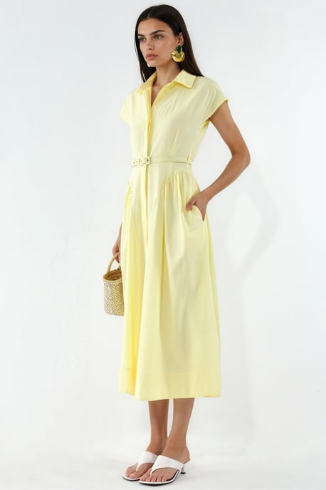 Midikleid mit Gürtel und Hemdkragen - Image 2