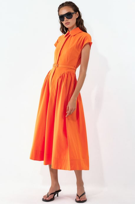 Midikleid mit Gürtel und Hemdkragen - Image 2