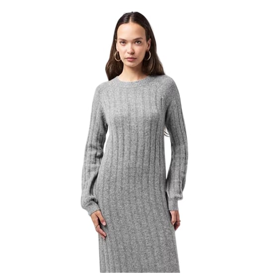 Pieces - Midikleid für Damen, Rundhalsausschnitt, Jerseyware, Langärmlig (Mittelgrau meliert) - Image 1