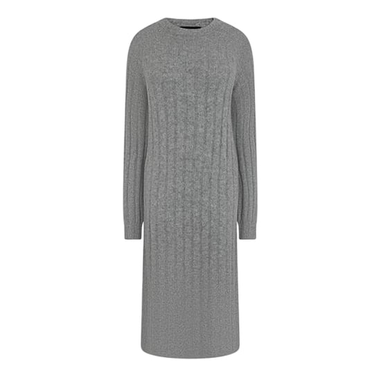 Pieces - Midikleid für Damen, Rundhalsausschnitt, Jerseyware, Langärmlig (Mittelgrau meliert) - Image 2