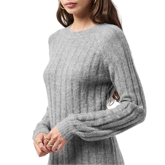 Pieces - Midikleid für Damen, Rundhalsausschnitt, Jerseyware, Langärmlig (Mittelgrau meliert) - Image 4