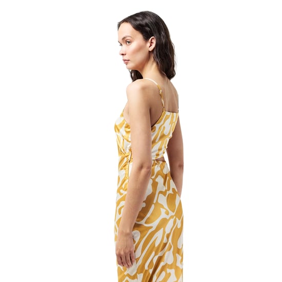 AX Paris - Midikleid für Damen, Asymmetrisch Ausgeschnitten, Polyester, Party (Senf bedruckt) - Image 4
