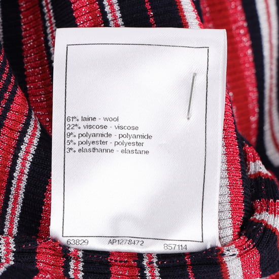 Chanel CC-verzierter gestreifter Rollkragenpullover aus roter Wolle - Image 6