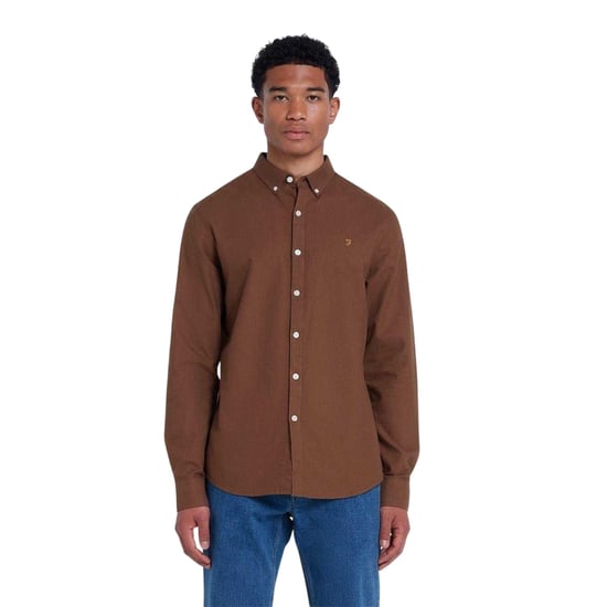 Farah - Button-Down-Hemd für Herren, Oxford-Stil, Langärmlig (Mittelbraun) - Image 1