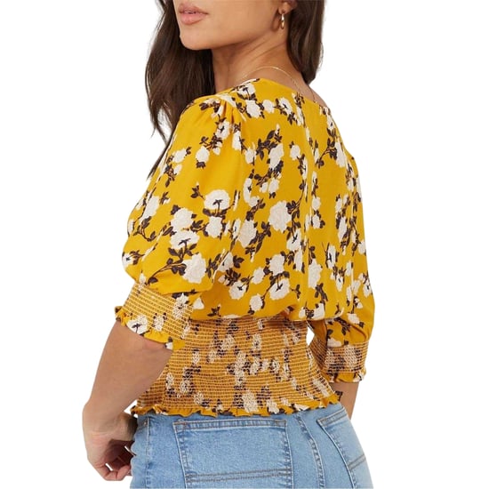 Brave Soul - Bluse für Damen, V-Ausschnitt, Puffärmel (Floral/Gelb) - Image 3