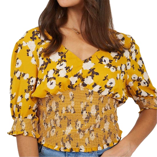 Brave Soul - Bluse für Damen, V-Ausschnitt, Puffärmel (Floral/Gelb) - Image 4