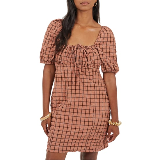 Brave Soul - Minikleid für Damen, Eckiger Ausschnitt, Puffärmel (Rostfarben/Schwarz) - Image 1