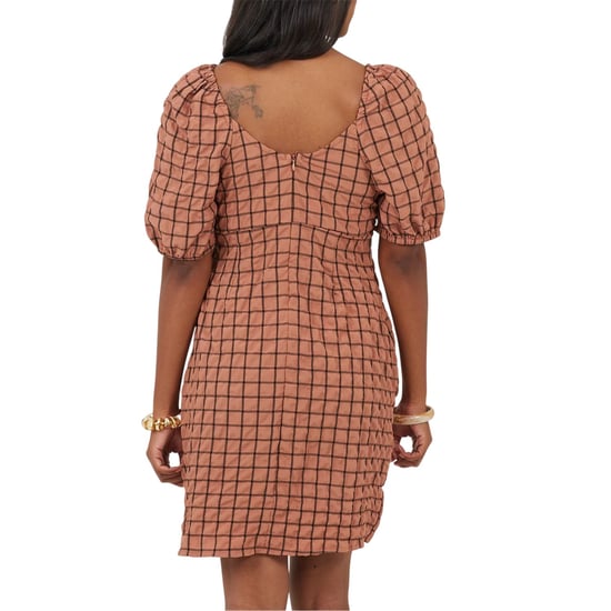 Brave Soul - Minikleid für Damen, Eckiger Ausschnitt, Puffärmel (Rostfarben/Schwarz) - Image 2