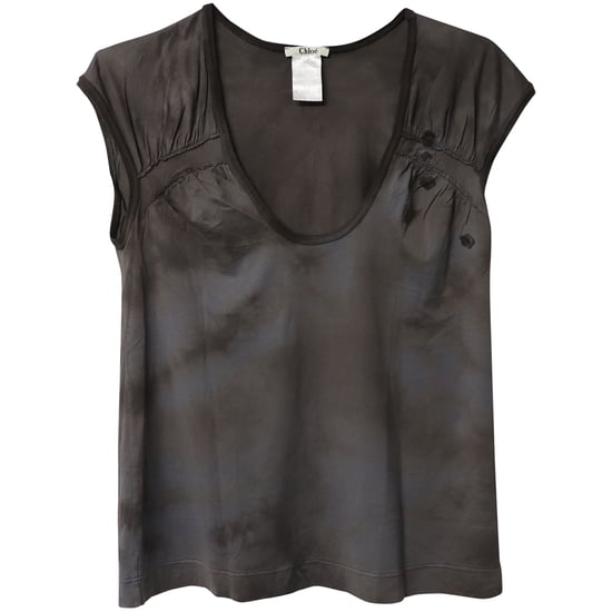 Chloe Batik-T-Shirt mit Blumenapplikation aus grauer Baumwolle - Image 5