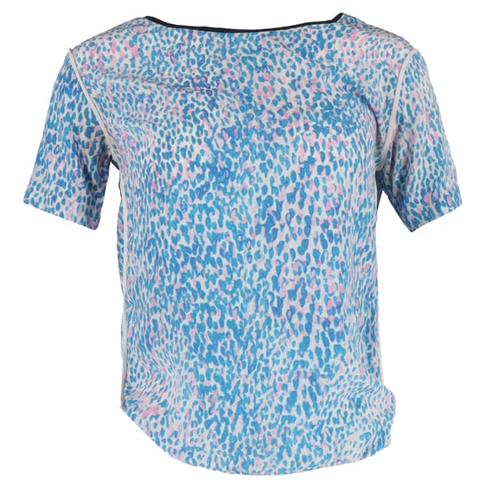 Sandro T-Shirt mit Leopardenmuster aus blauer Seide - Image 1